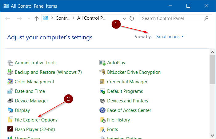 Ouvrir les options des dossiers dans Windows 10 pic4