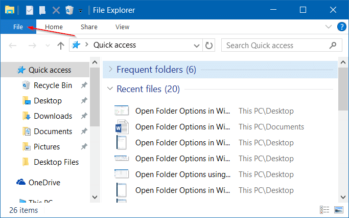 Ouvrir les options des dossiers dans Windows 10 pic5