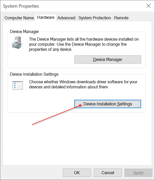 Activer ou désactiver la mise à jour automatique du pilote de périphérique dans Windows 10 étape 3