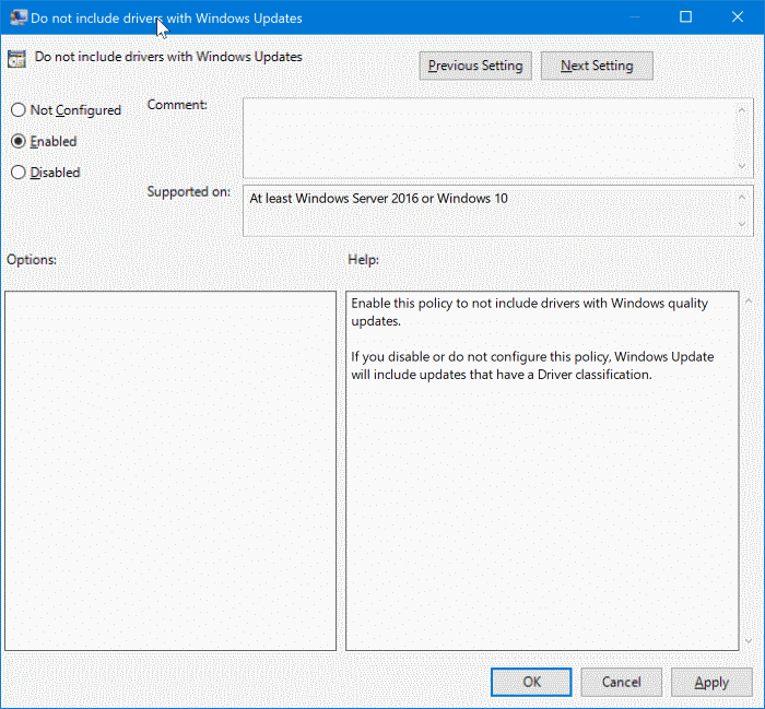 désactiver les mises à jour automatiques du pilote dans Windows 10 pic3