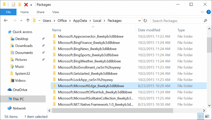 Réinstallez Microsoft Edge dans Windows 10 Étape 2