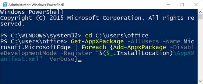 Réinstaller Microsoft Edge dans Windows 10 étape 9