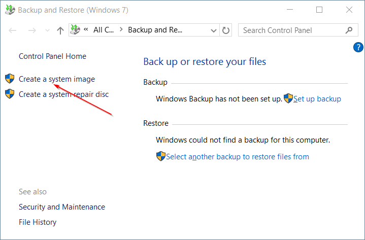 Créer une sauvegarde d'image système dans Windows 10 étape 3.1