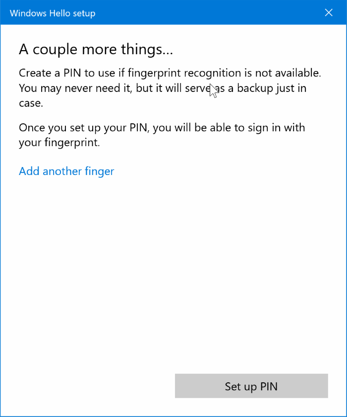 utilisez votre empreinte digitale pour vous connecter à Windows 10 pic1