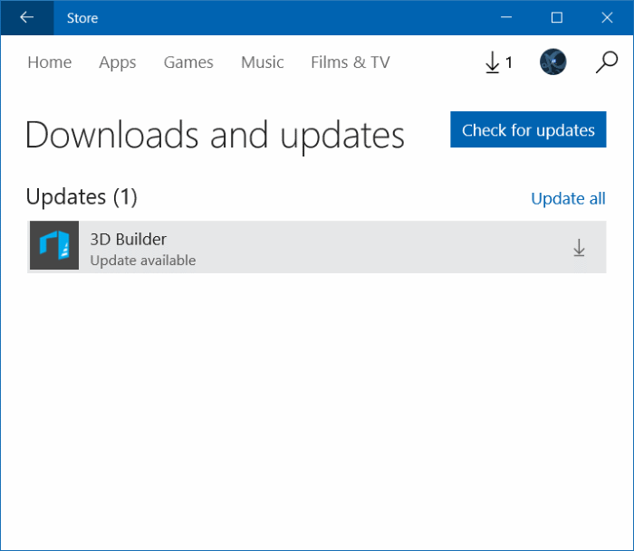 Mettre à jour manuellement les applications installées à partir du Store dans Windows 10 étape 4