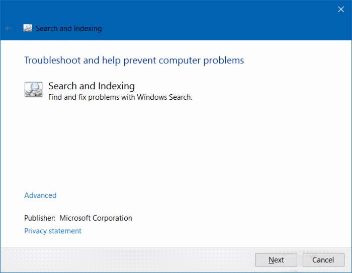 Ces résultats peuvent être un message incomplet dans Windows 10 pic3