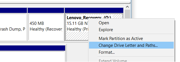 Masquer la partition de récupération dans Windows 10 step3