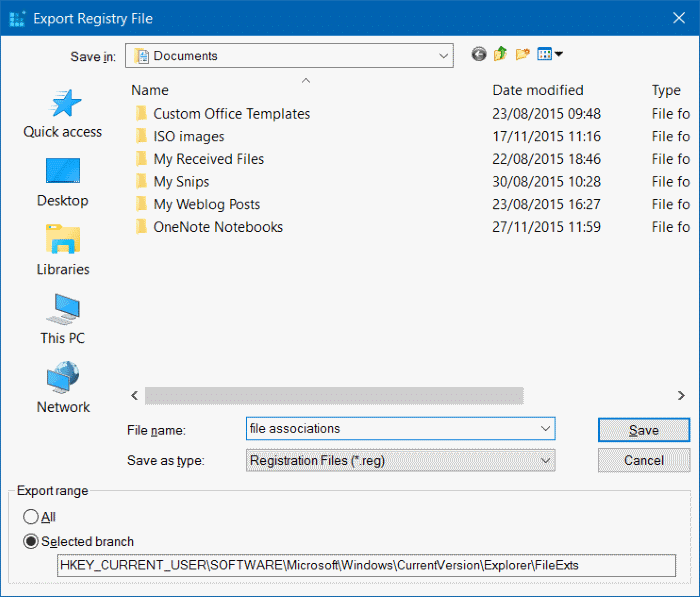 sauvegarder et restaurer les associations de fichiers dans Windows 10 étape 4