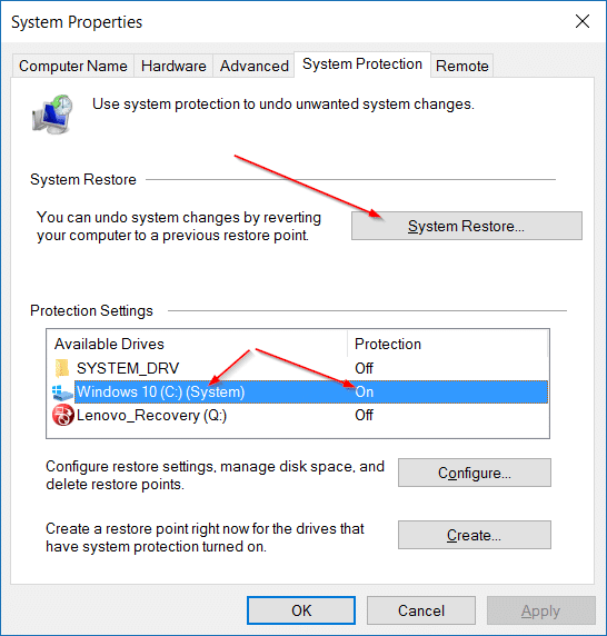 Restaurer Windows 10 à une date antérieure step2