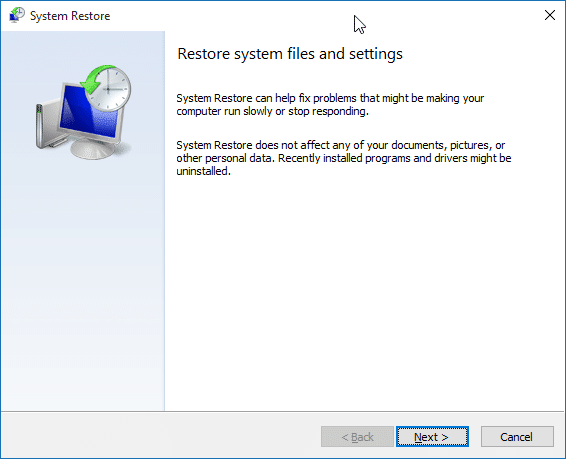 Restaurer Windows 10 à une date antérieure
