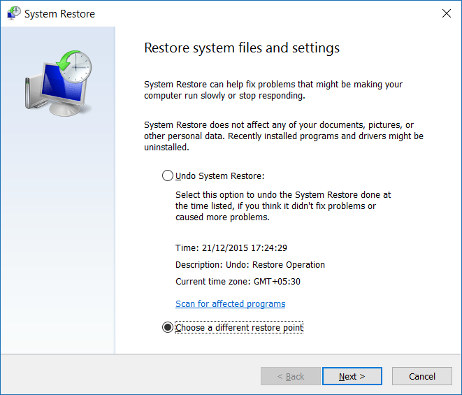 Restaurer Windows 10 à une date antérieure step4