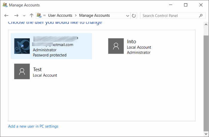 Compte standard pour le compte administrateur Windows 10 pic8