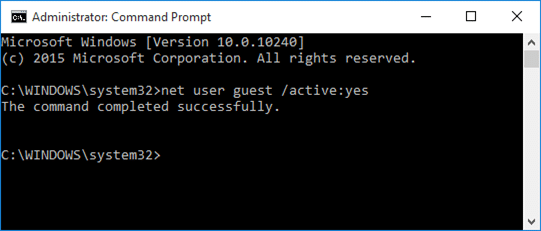 activer le compte invité dans Windows 10 étape 4