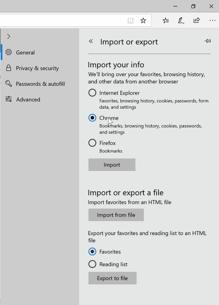 import export favaoriti vers le navigateur Edge dans Windows 10 pic4