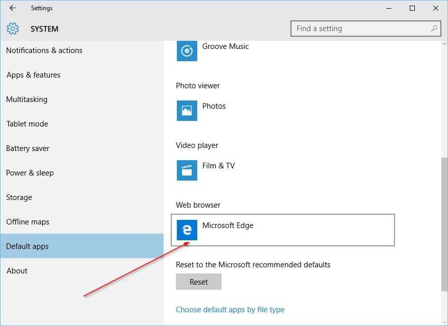 Changer le navigateur par défaut dans Windows 10 step3