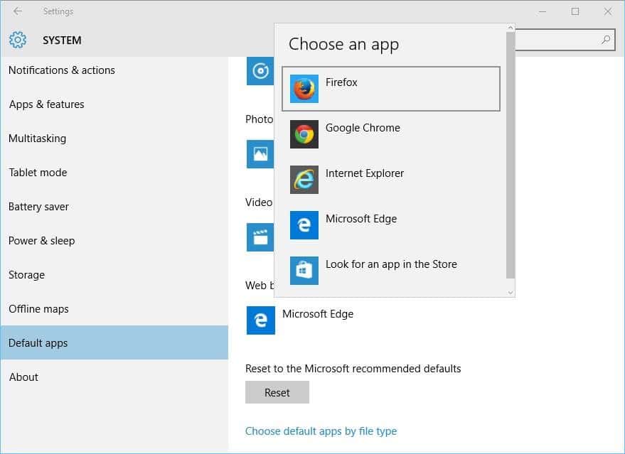 Changer le navigateur par défaut dans Windows 10 step4