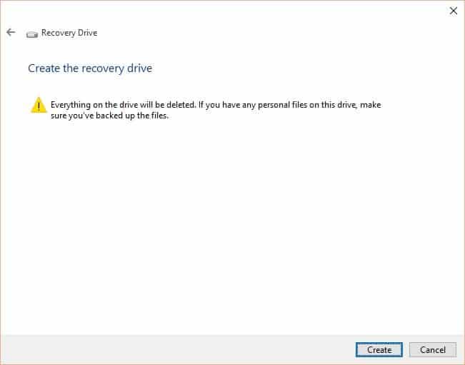 Créer un lecteur de récupération Windows 10 step4