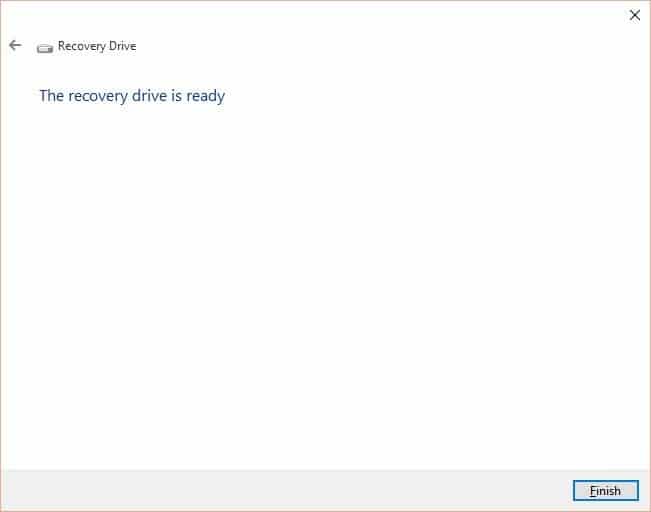 Créer un lecteur de récupération Windows 10 Étape 7
