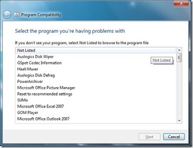 Compatibilité des programmes sous Windows 7