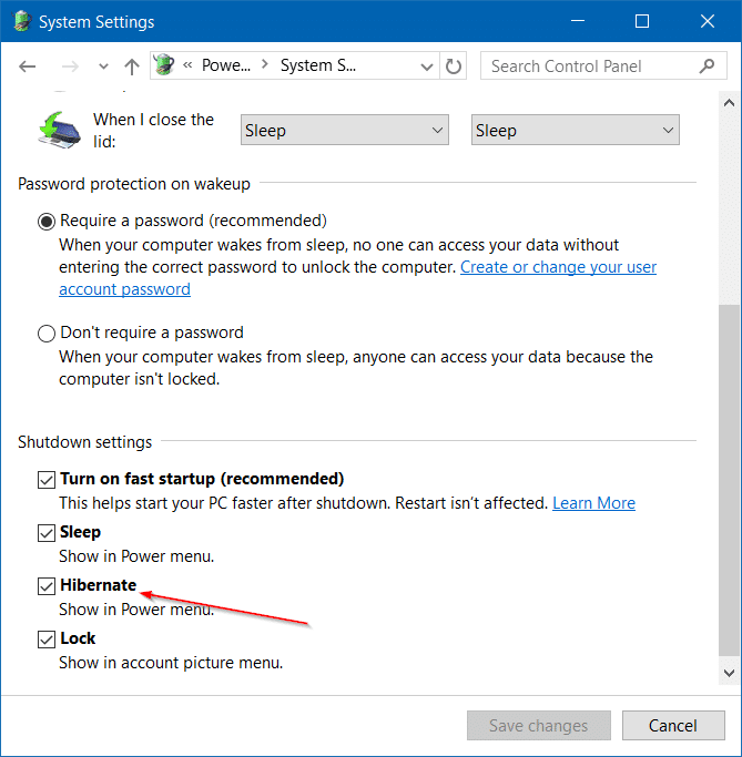activer l'hibernation dans Windows 10 step6