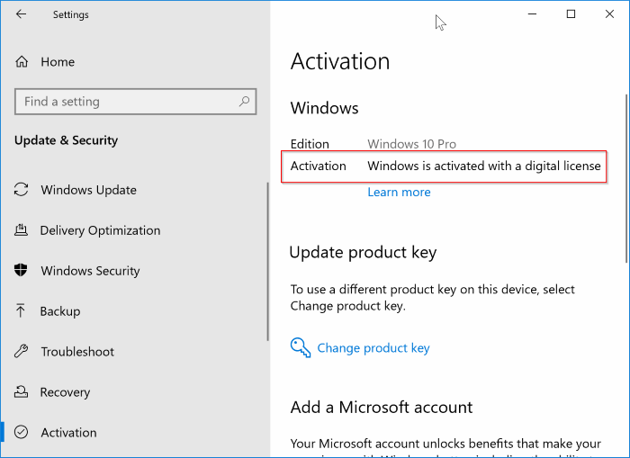 dissocier la licence Windows 10 du compte Microsoft pic7.1