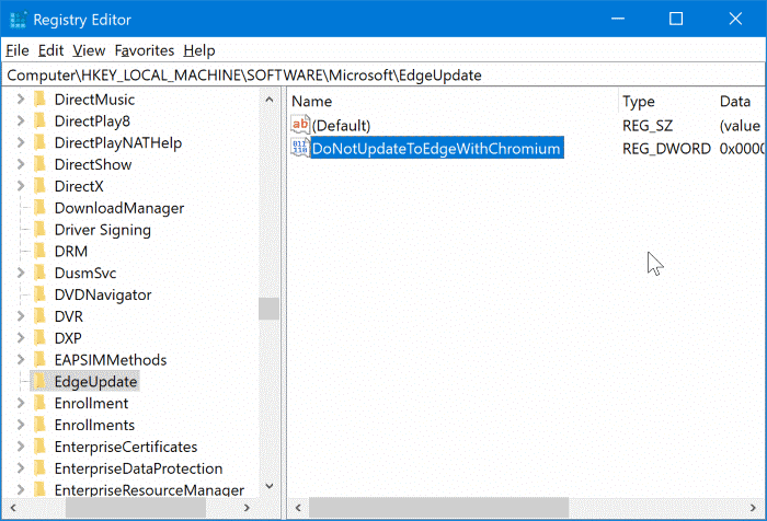 bloquer l'installation automatique de Chromium-based Edge dans Windows 10 pic04