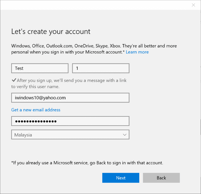 Utiliser Gmail ou Yahoo Mail comme compte Microsoft step4