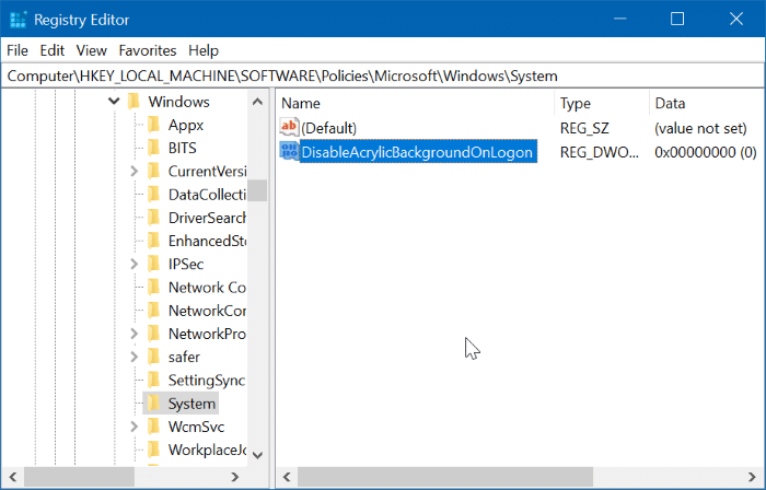 désactiver l'effet de flou sur l'écran de connexion dans Windows 10 pic4
