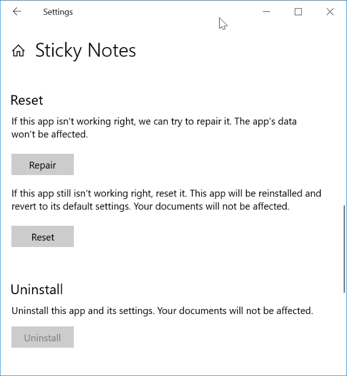 les notes autocollantes ne se synchronisent pas dans Windows 10 pic3