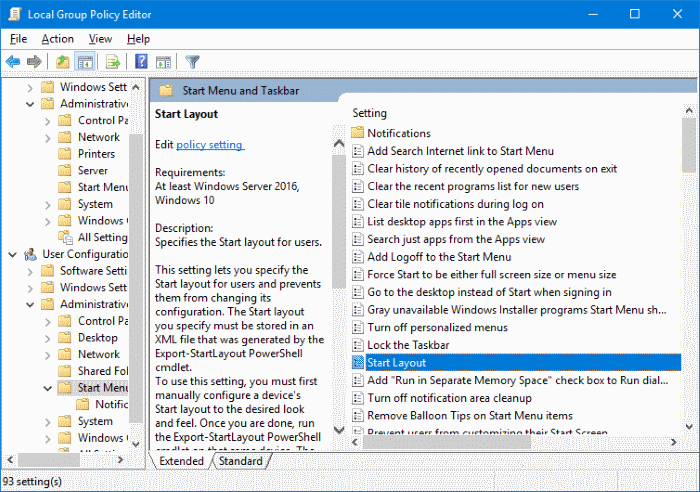 exporter et importer la disposition du menu Démarrer dans Windows 10 pic5