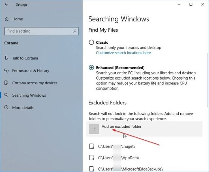 activer ou désactiver le mode avancé pour l'indexeur de recherche dans Windows 10 pic02