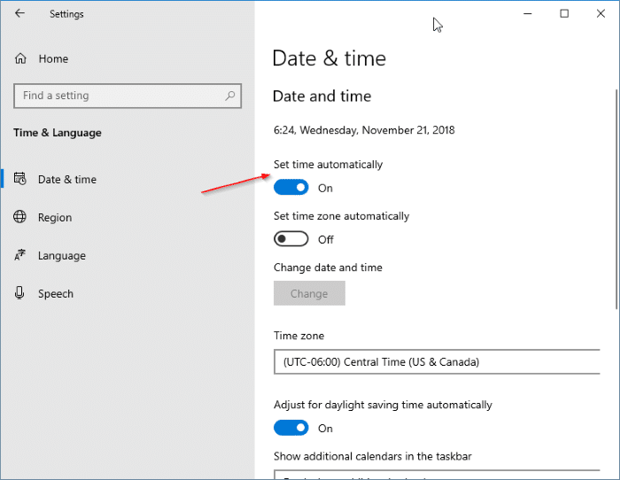 date et heure incorrectes dans Windows 10 pic2