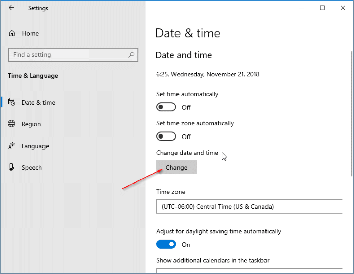 mauvaise date et heure dans Windows 10 pic3