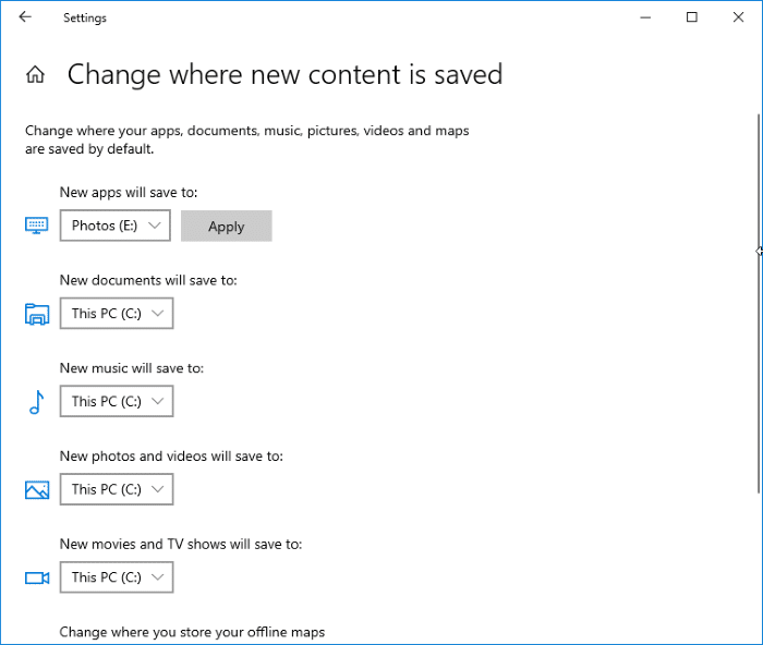 changer le chemin de téléchargement des applications Windows Store dans Windows 10 pic2