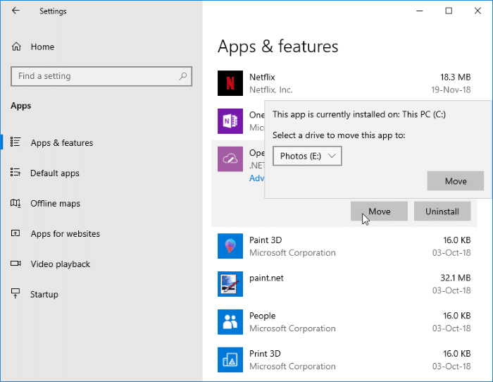 changer le chemin de téléchargement des applications Windows Store dans Windows 10 pic5