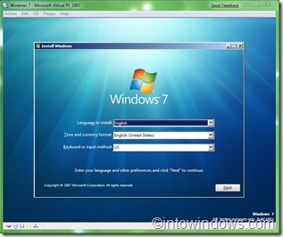 VPC installation de Windows 7