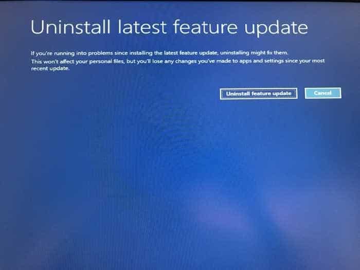 Désinstallez les mises à jour de Windows 10 lorsque votre PC ne démarre pas (8)