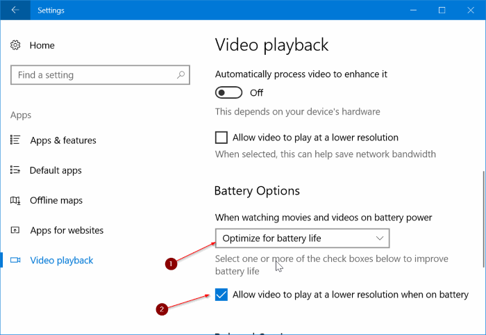 prolonger la durée de vie de la batterie de Windows 10 tout en regardant des vidéos et des films