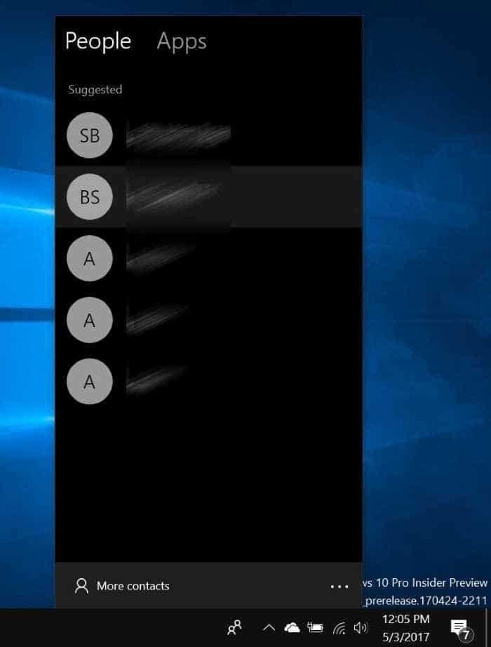 Bloquer ou débloquer les contacts des personnes sur la barre des tâches de Windows 10 pic2