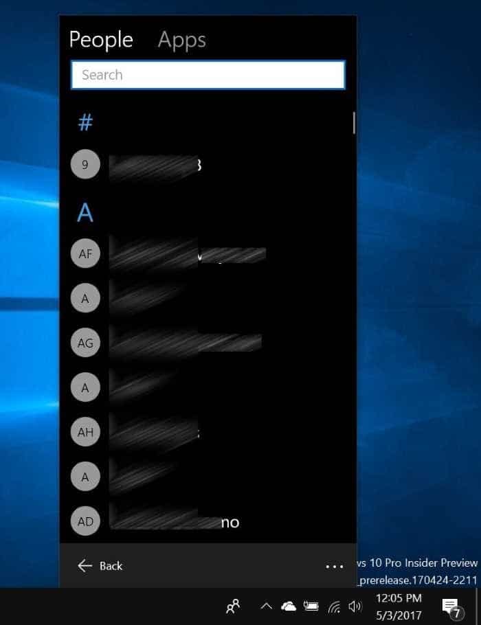 Bloquer ou débloquer les contacts des personnes sur la barre des tâches de Windows 10 pic3
