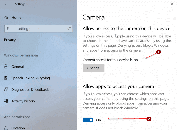 nous ne pouvons pas trouver votre erreur de caméra dans Windows 10 pic2