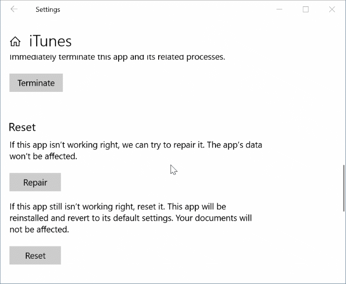 réparer et restaurer iTunes dans Windows 10 pic3