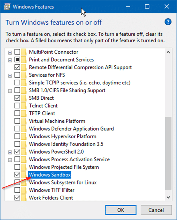activer ou désactiver Windows Sandbox dans Windows 10 pic3