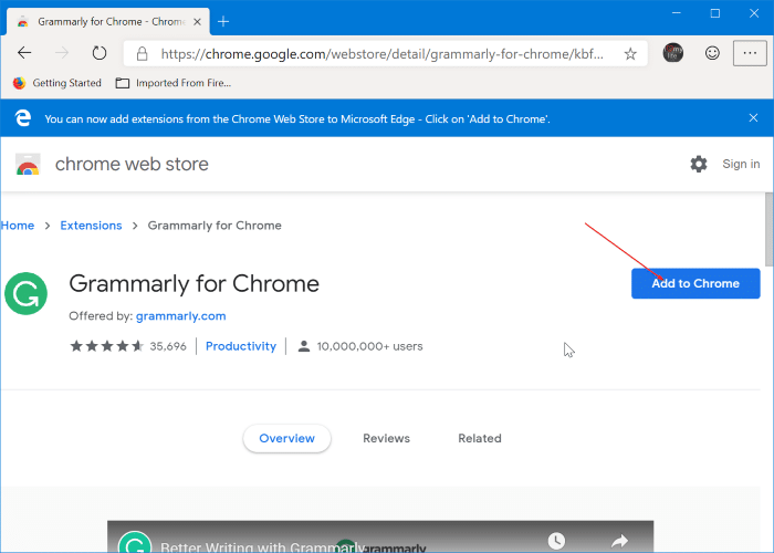 Installez les extensions Chrome sur Microsoft Edge pic4