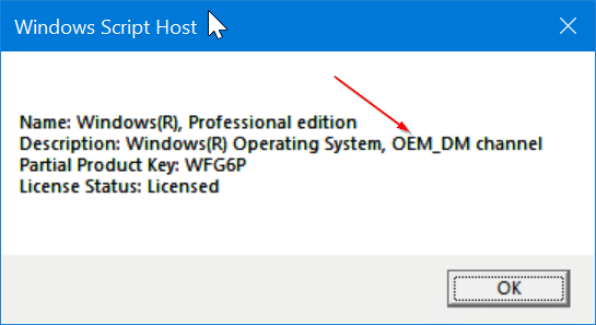 Vérifiez si le type de licence Windows 10 est un volume de vente au détail, OEM ou pic2