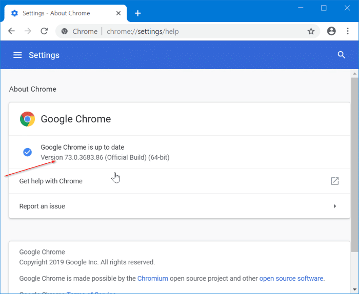 mettre à jour Google Chrome dans Windows 10 pic2