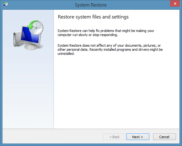 Créer un point de restauration dans Windows 8.1 Step7