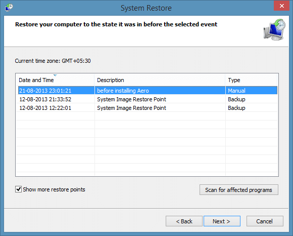 Créer un point de restauration dans Windows 8.1 Étape 8a