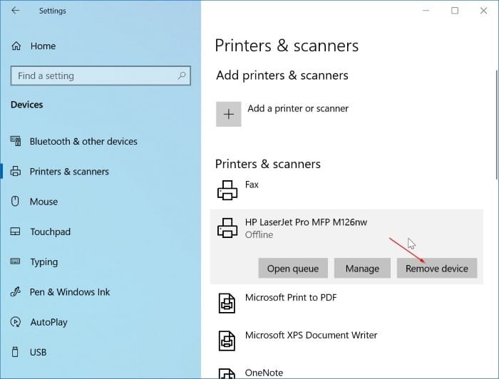 l'imprimante est hors ligne dans windows 10 pic1