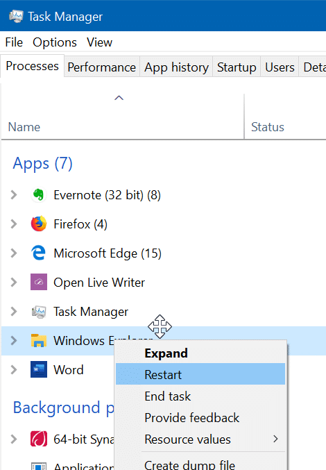 redémarrez le menu Démarrer dans Windows 10 pic4
